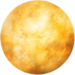 Hand painted watercolor moon in shades of yellow.