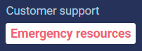 Emergency Resources link shown with a white background and larger text.
