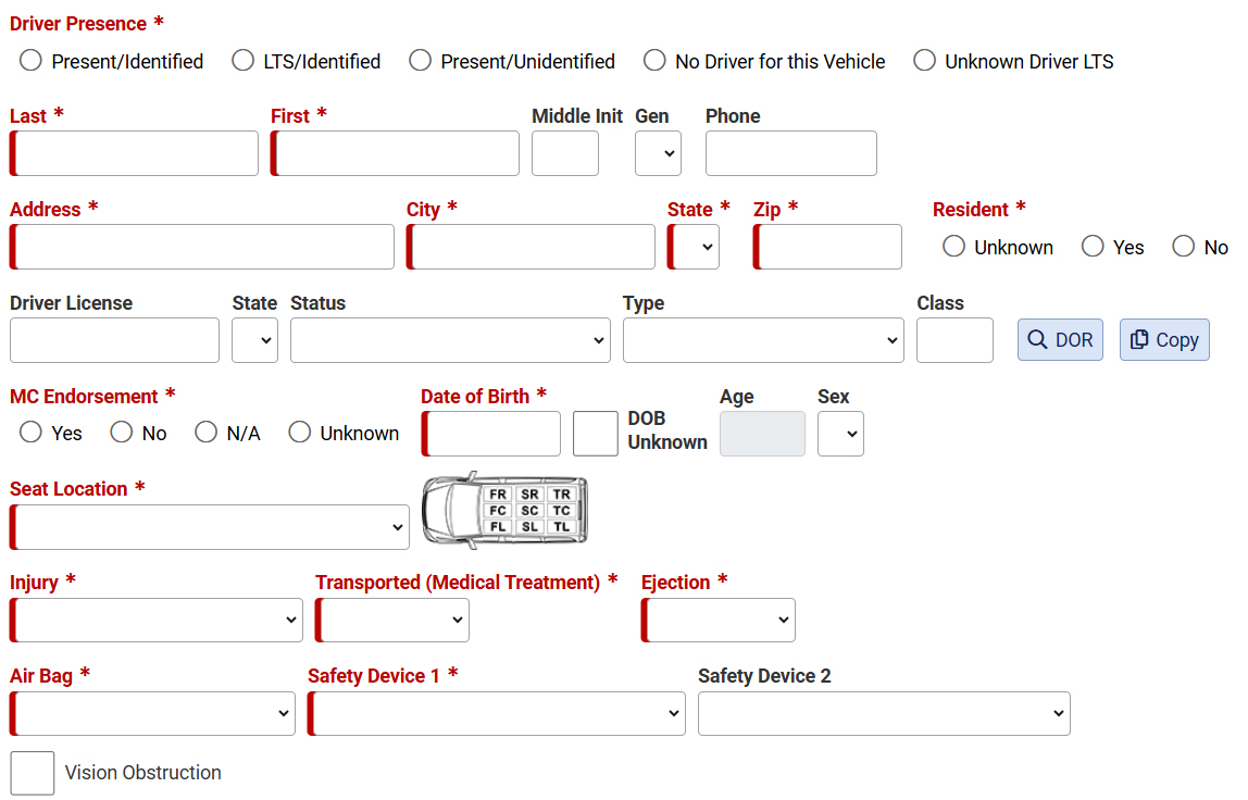 Form that can easily be scanned to see fields that need to be completed.