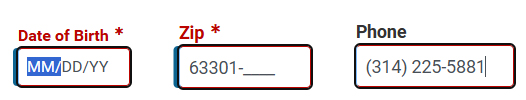 Mask examples of DOB date, Phone Number, and Zip code 9 digit.