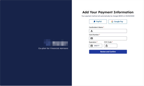 Payment entry page.