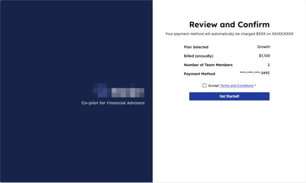Order confirmation before submission page.